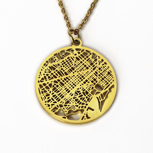 Barcelona Gold - City Map Necklace