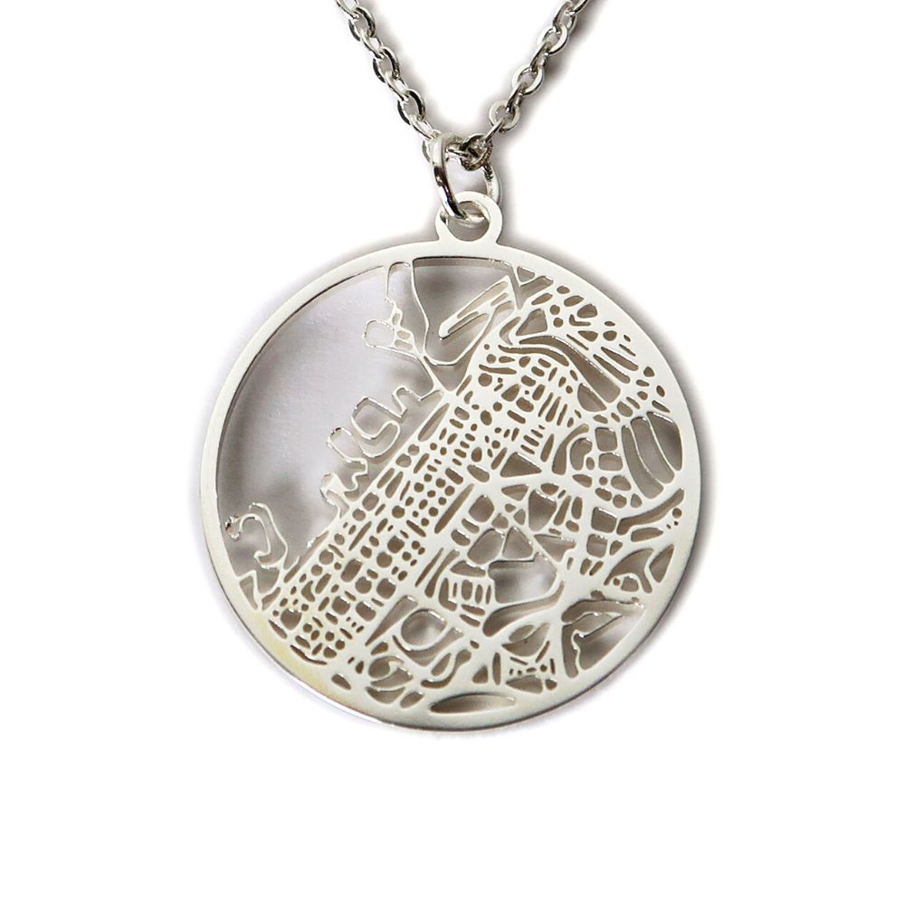 Dubai Silver - City Map Necklace