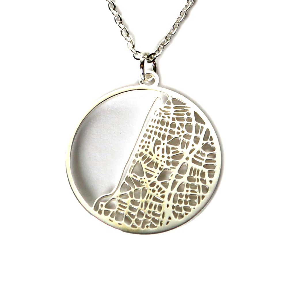 Tel Aviv Silver - City Map Necklace