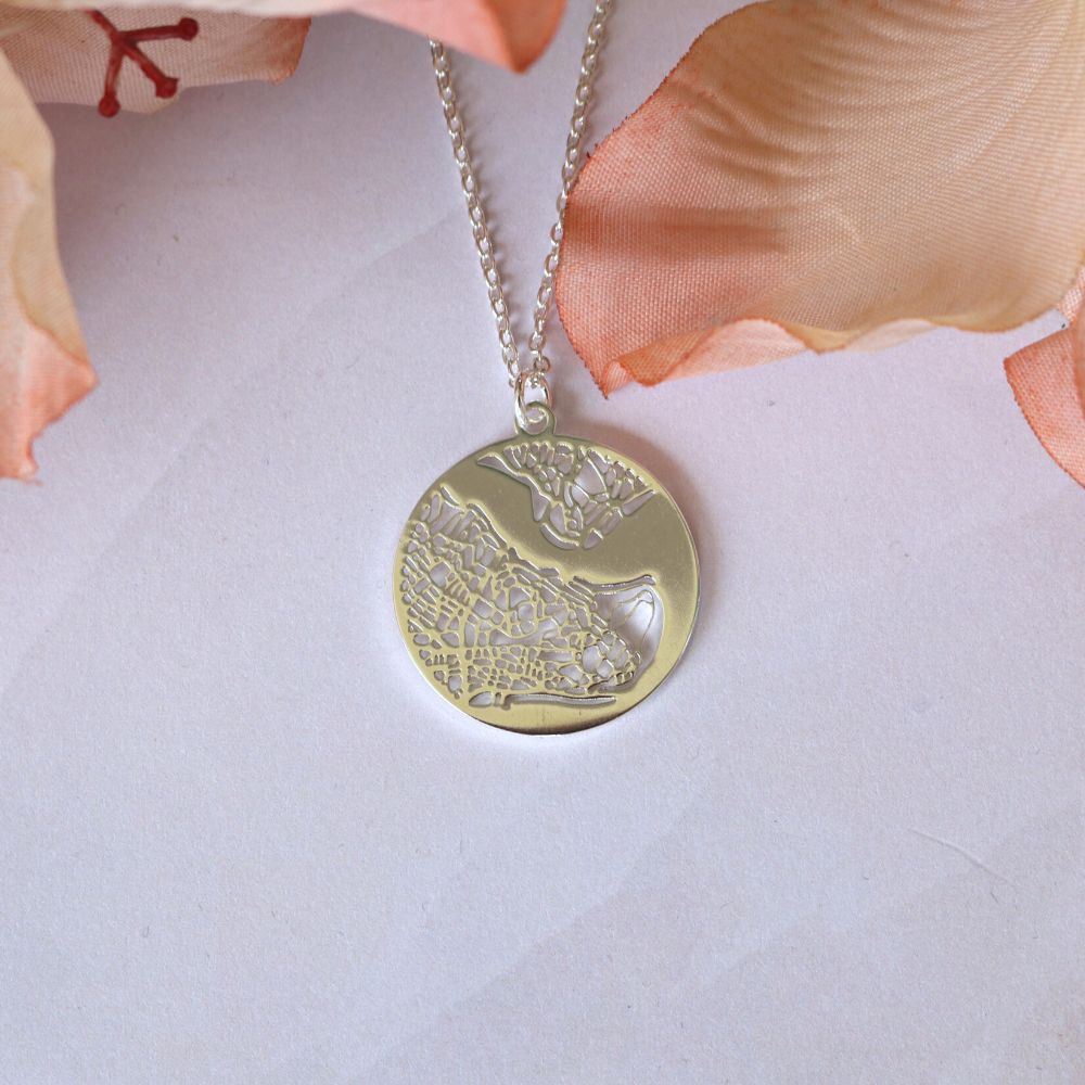 Istanbul Silver - City Map Necklace