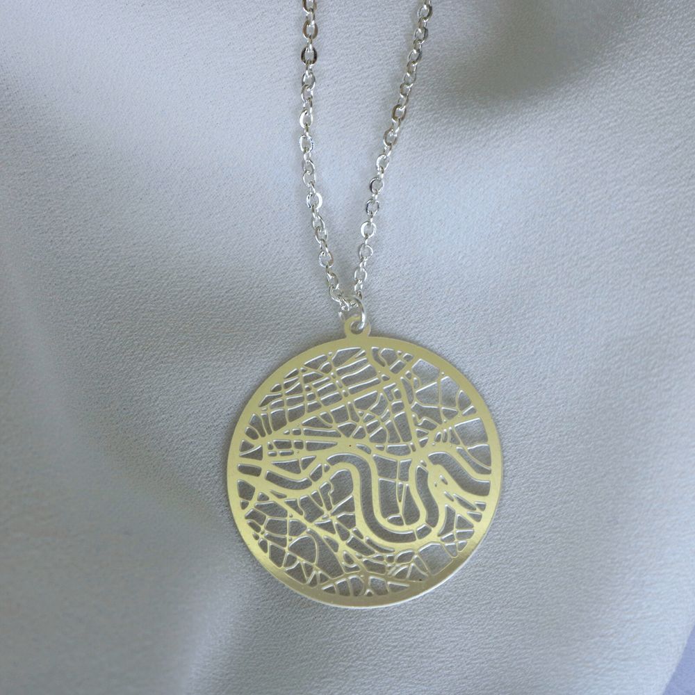 London Silver - City Map Necklace