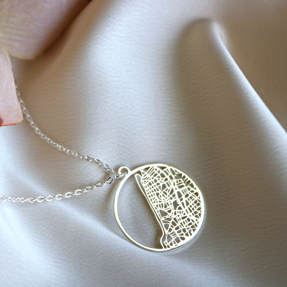 Tel Aviv Silver - City Map Necklace