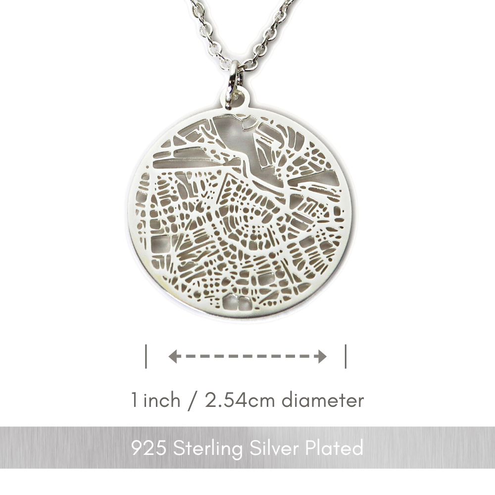 Amsterdam Silver - City Map Necklace
