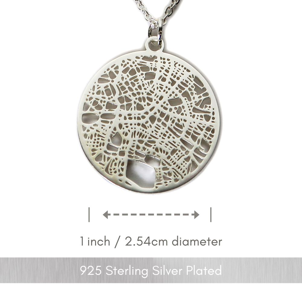 Berlin Silver - City Map Necklace