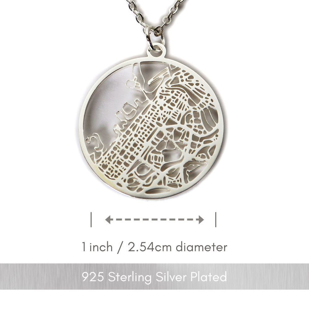 Dubai Silver - City Map Necklace