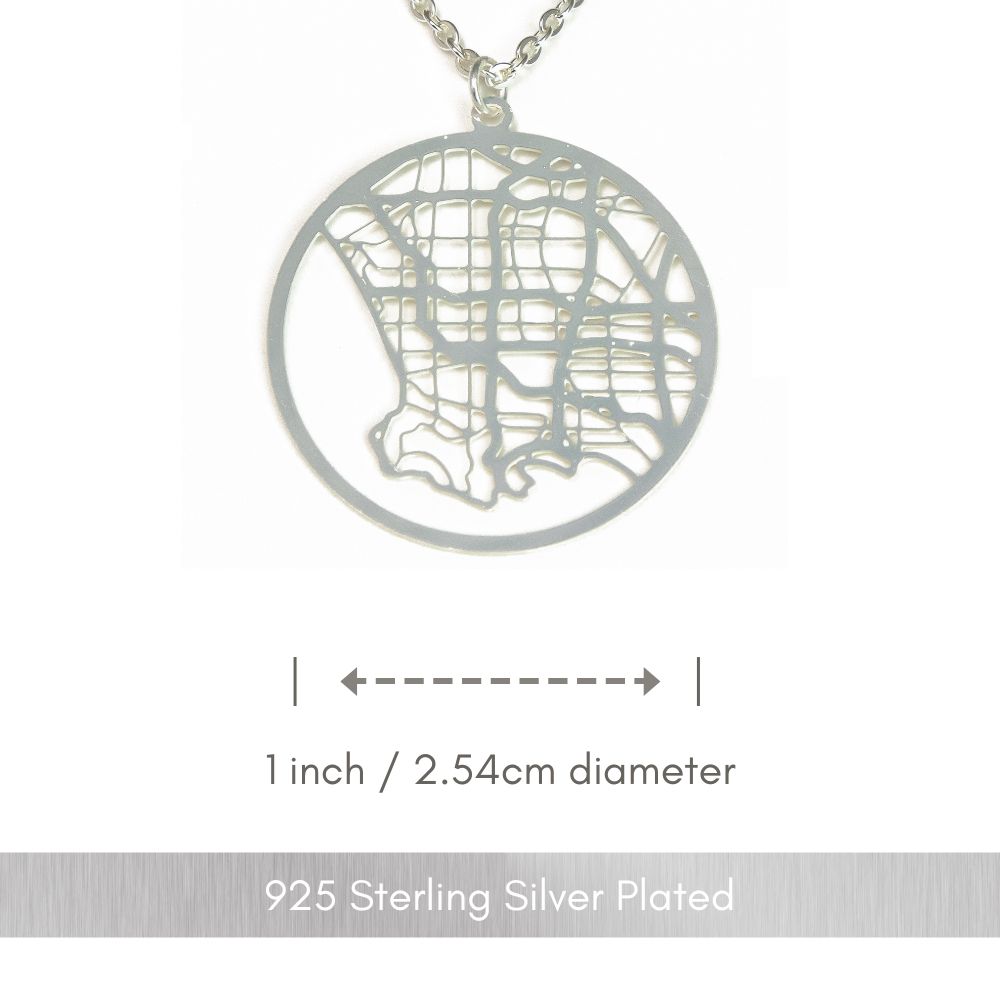 Los Angeles Silver - City Map Necklace