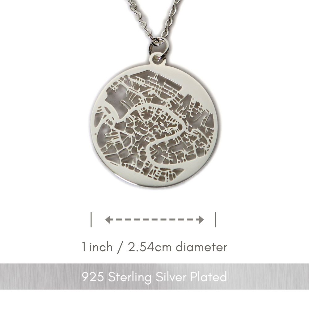 Venice Silver - City Map Necklace
