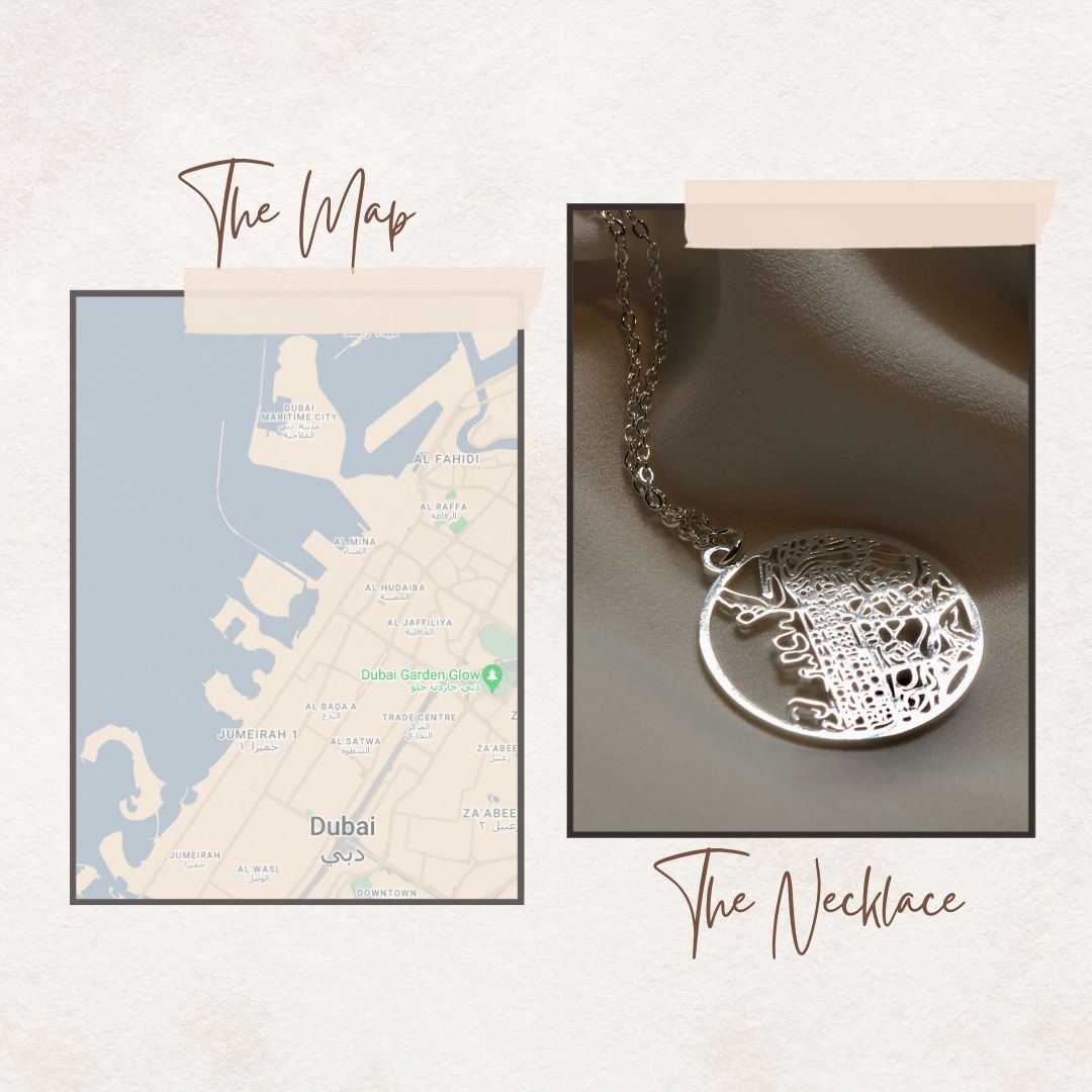 Dubai Silver - City Map Necklace