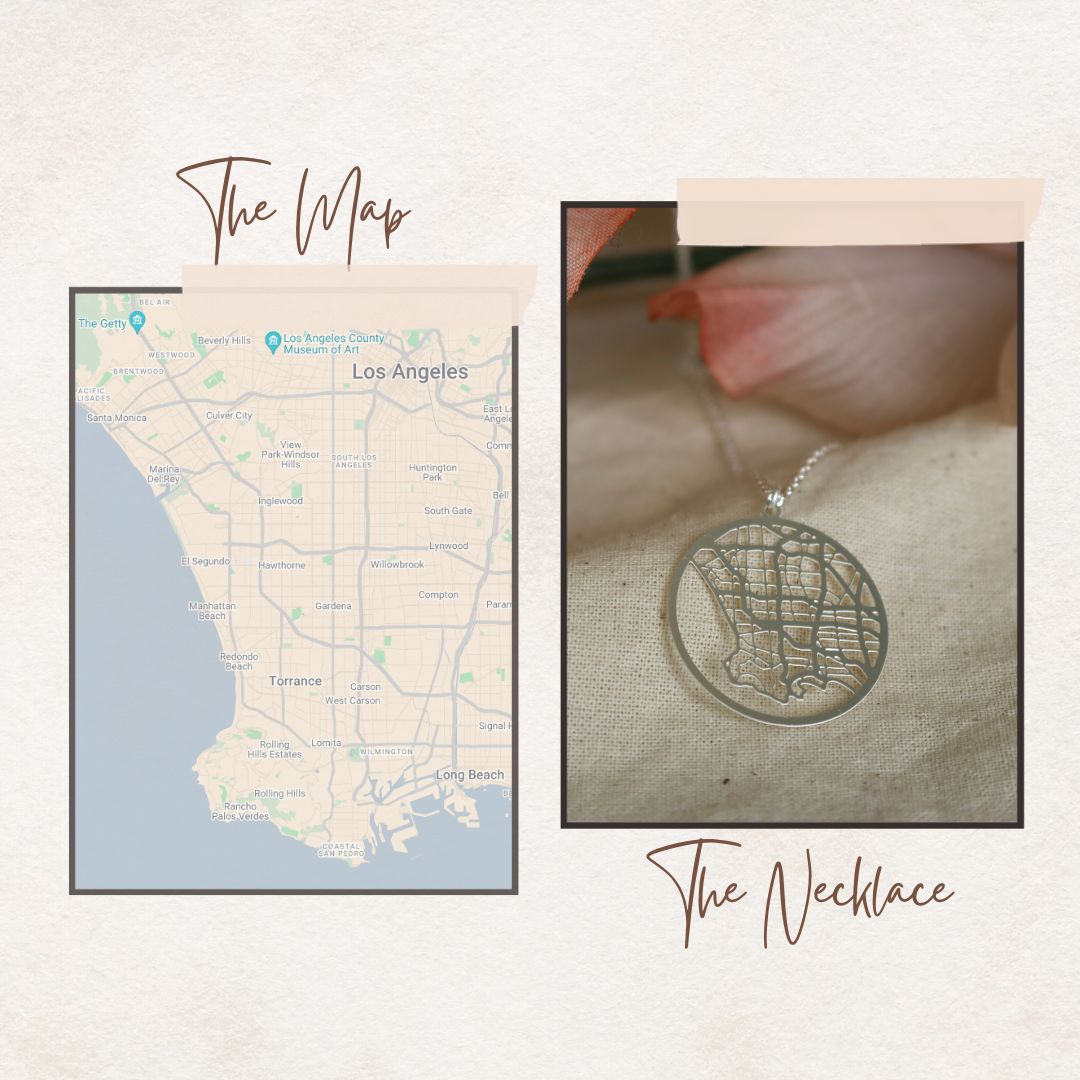 Los Angeles Silver - City Map Necklace