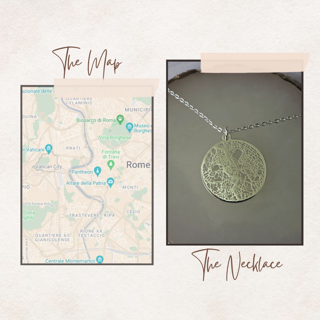 Rome Silver - City Map Necklace