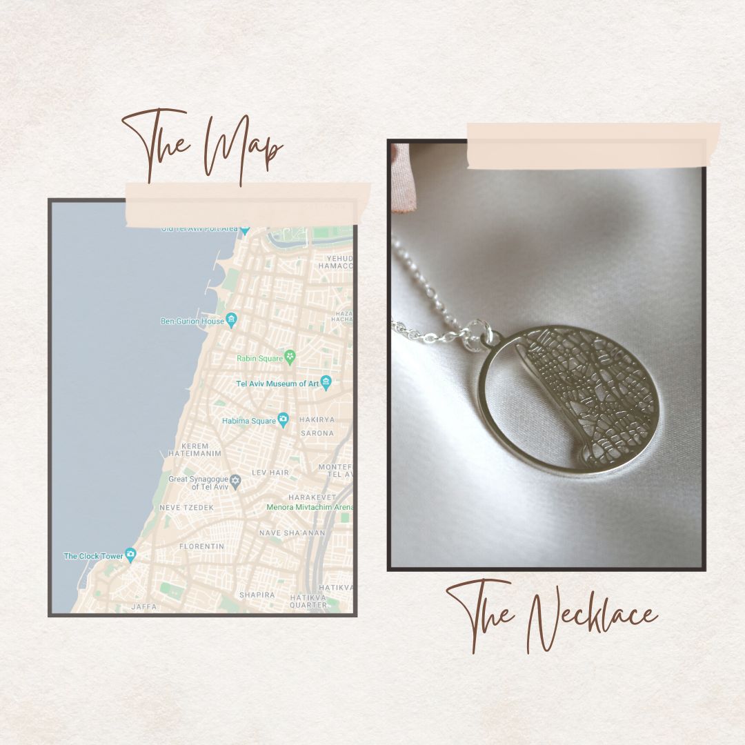 Tel Aviv Silver - City Map Necklace