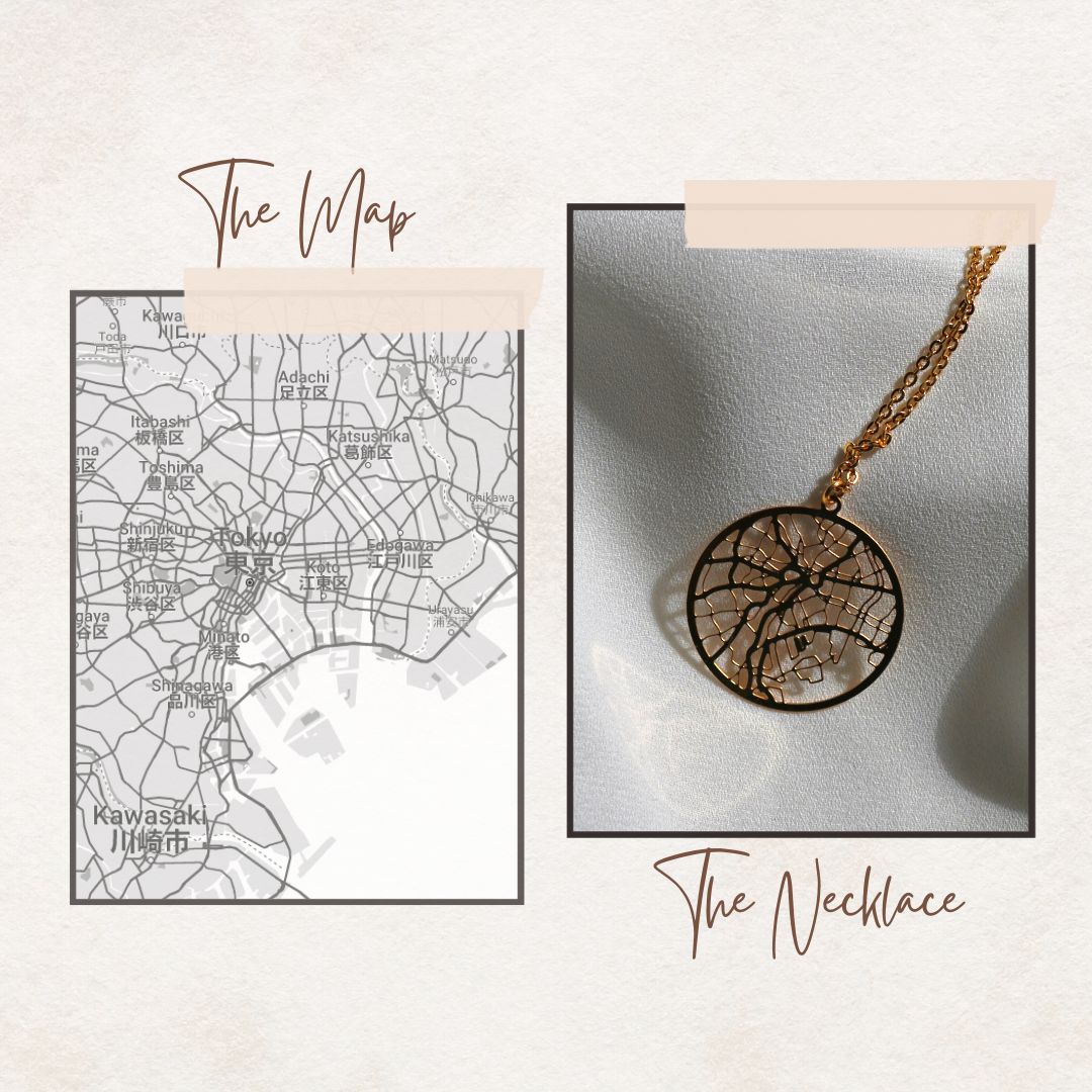 Tokyo Gold - City Map Necklace
