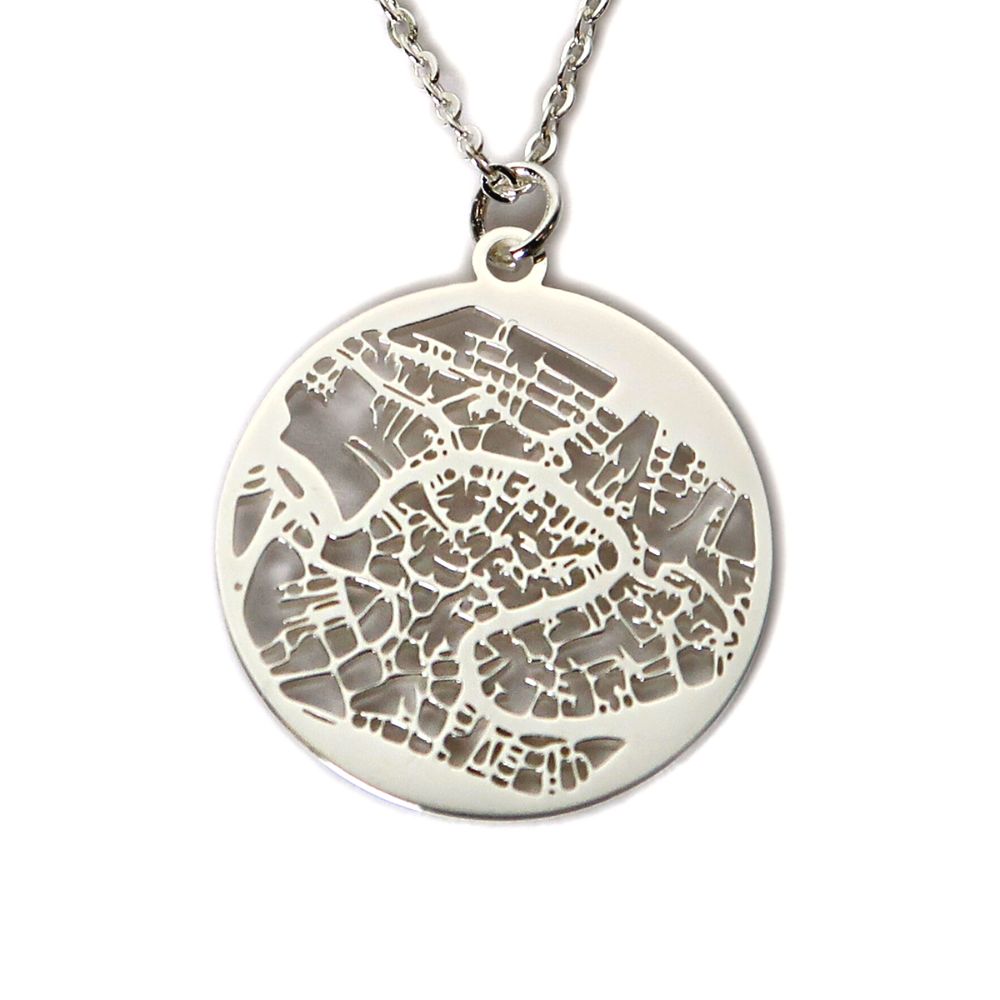 Venice Silver - City Map Necklace