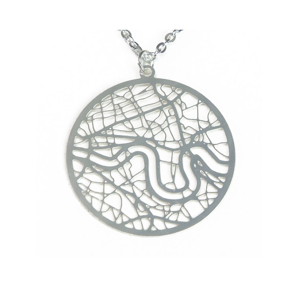 London Silver - City Map Necklace