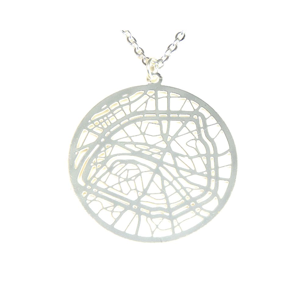 Paris Silver - City Map Necklace