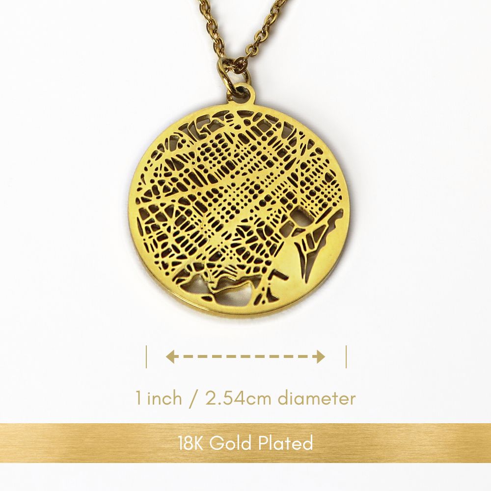 Barcelona Gold - City Map Necklace