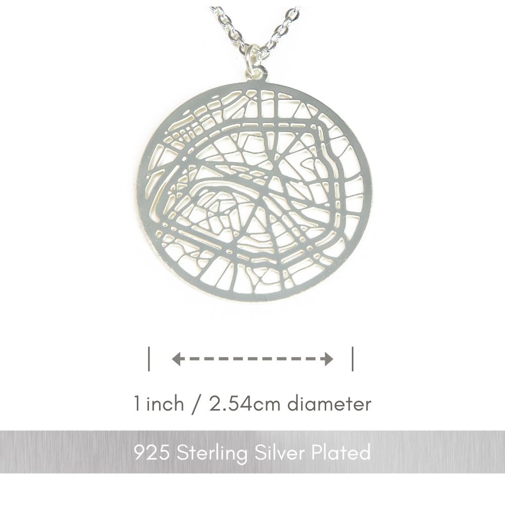 Paris Silver - City Map Necklace