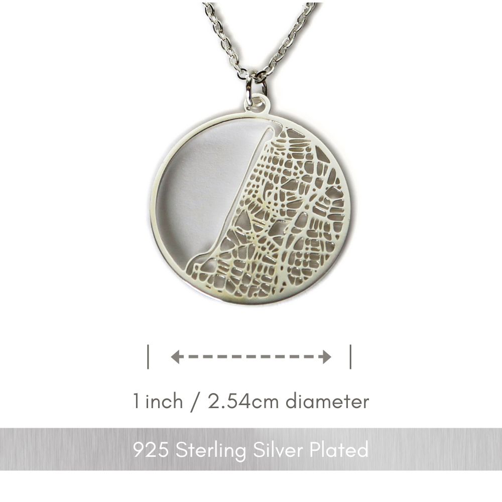 Tel Aviv Silver City Map Necklace