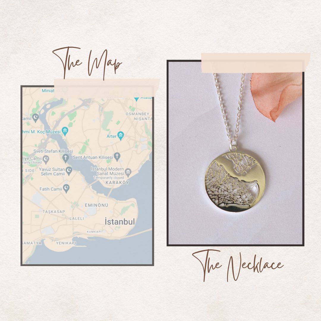 Istanbul Silver - City Map Necklace