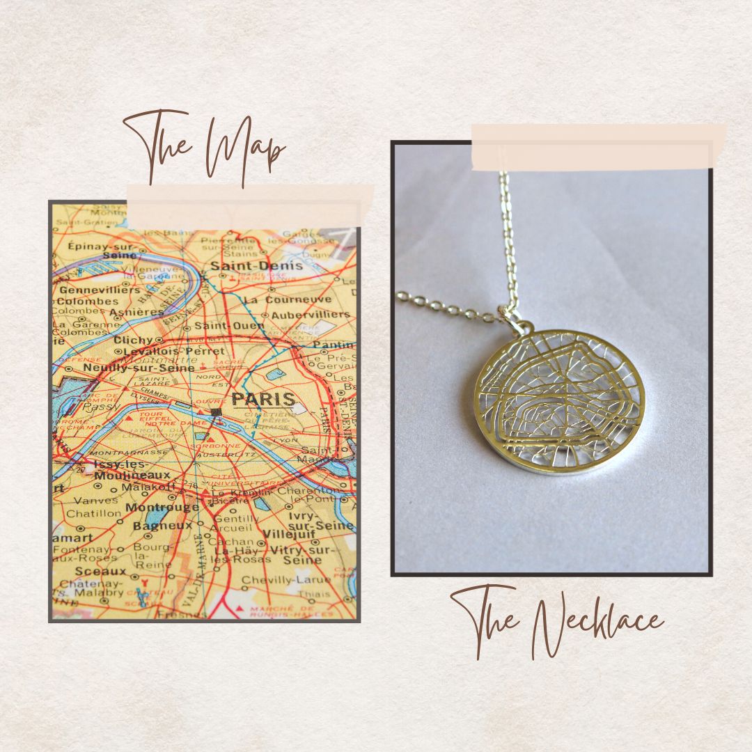 Paris Silver - City Map Necklace