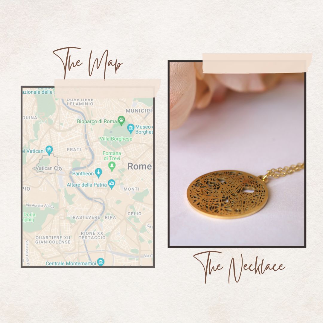 Rome Gold - City Map Necklace